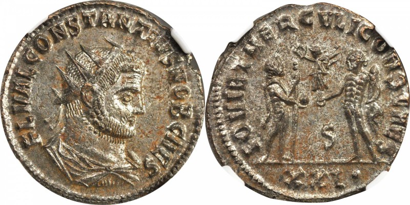 CONSTANTIUS I AS CAESAR, A.D. 293-305. BI Aurelianianus (4.14 gms), Antioch Mint...