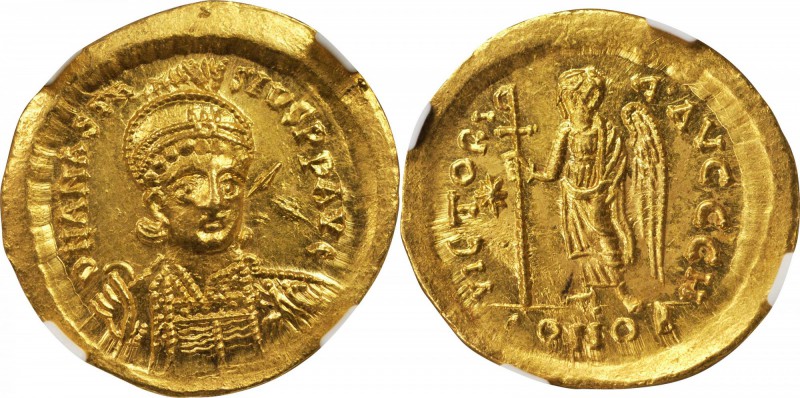 ANASTASIUS I, 491-518. AV Solidus (4.47 gms), Constantinople Mint, 8th Officinae...