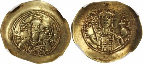 MICHAEL VII, 1071-1078. AV/EL Histamenon Nomisma (4.25 gms), Constantinople Mint. NGC EF, Strike: 3/5 Surface: 2/5. Graffiti.
S-1868. Nimbate bust of...