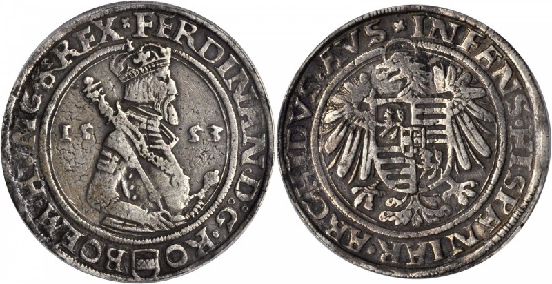 AUSTRIA. Taler, 1553. Joachimsthal Mint. Ferdinand I. PCGS Genuine--Tooled, VF D...
