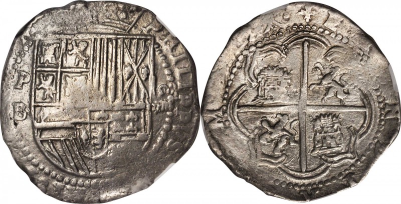 BOLIVIA. 8 Reales, ND (1574-86)-P B. Potosi Mint, Assayer B. Philip II. NGC EF-4...
