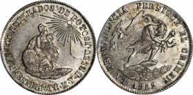 BOLIVIA. 2 Soles Silver Medal, 1852. Potosi Mint. PCGS MS-64 Gold Shield.
6.55 gms. Fonrobert-9567. Impressively preserved with smooth surfaces and a...