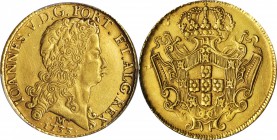 BRAZIL. 12800 Reis, 1733-M. Minas Gerais Mint. John V. PCGS Genuine--Cleaned, AU Details Gold Shield.
Fr-55; KM-139; LDMB-O289. Boldly struck with fe...