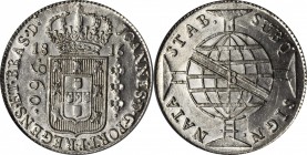 BRAZIL. 960 Reis, 1816-B. Bahia Mint. John VI. PCGS MS-62 Gold Shield.
KM-307.1; LDMB-P401a; Gomes-JR.31.10. A bright tone free that is without major...