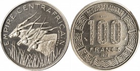 CENTRAL AFRICAN EMPIRE. Nickel 100 Franc Essai (Pattern), 1978. PCGS SP-67 Gold Shield.
KM-E5. Mintage: 1,900. A Bold and reflective example with ful...