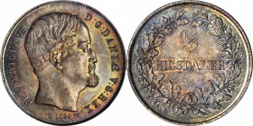 DENMARK. 1/2 Rigsdaler, 1855-FK VS. PCGS MS-65 Gold Shield.
KM-759; Sieg-6; H-9. A sharply struck example with flashy luster and beautiful multi-colo...