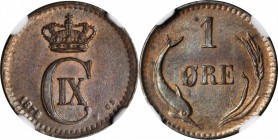 DENMARK. Ore, 1878-CS. NGC MS-64 BN.
KM-792.1; Sieg-1.1; H-19a. Impressively preserved and highly elusive as such with strong luster for a copper iss...