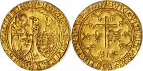 FRANCE. Salut d'Or, ND (1422-53). Henry VI. PCGS AU-58 Gold Shield.
Fr-301; Dupl-443a; Ciani-598. Slight strike weakness on the Archangel Gabriel. Lo...