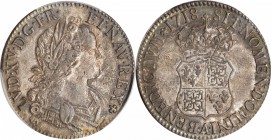 FRANCE. Ecu, 1718-A. Paris Mint. Louis XV. PCGS AU-55 Gold Shield.
Dav-1327; KM-435.1; Gad-318. Issued for the province of Navarre. Deeply toned with...