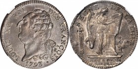 FRANCE. Ecu, 1793-N. Montpellier Mint. Louis XVI. NGC AU-58.
Dav-1335; KM-615.10; Gad-55. Constitution type. Dark original toning, a few marks but ab...