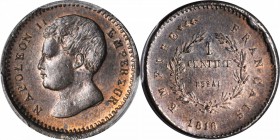 FRANCE. Copper Centime Essai (Pattern), 1816. Napoleon II. PCGS Specimen-64 BN Gold Shield.
Maz-645. Pleasingly preserved with significant mint red r...
