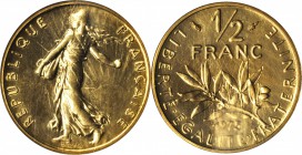 FRANCE. Gold Piefort 1/2 Franc, 1975. NGC PROOF-66.
KM-P526. Mintage: 100 (only 40 reported sold). Satin textured throughout with no instances of spo...