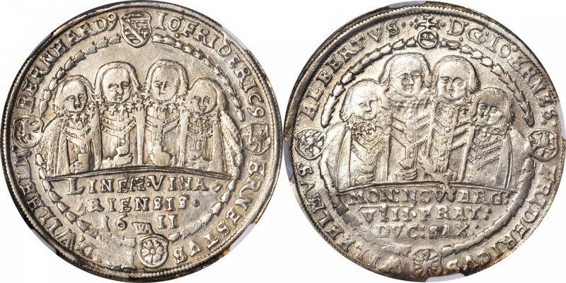 GERMANY. Saxe-Weimar. Taler, 1611-WA. Joint Rule of 8 Brothers (1605-40). NGC AU...