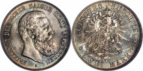 GERMANY. 2 Mark, 1888-A. Berlin Mint PCGS MS-66.
KM-510. From a one year type issued during the brief reign of Frederick III, who was already dying o...