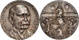 GERMANY. Silver Zeppelin Medal, 1928.
19.43 gms. Kienast-408. Medal made by Karl Goetz. Bust of Zeppelin facing slightly right; Reverse: Coat of arms...