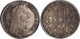 GREAT BRITAIN. 1/2 Crown, 1676. Charles II. PCGS VF-35 Gold Shield.
S-3367; KM-438.1. Retrograde 1 in date variety. Attractive for the grade with dus...