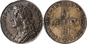 GREAT BRITAIN. Shilling, 1685. James II. PCGS AU-55 Gold Shield.
S-3410; KM-451.1; ESC-1070. Brownish olive toned on the obverse with more golden hue...