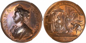 GREAT BRITAIN. Battle of Saragossa Bronze Medal, 1710. Anne. PCGS SP-66 RB Gold Shield.
Eimer-446. By J. Croker. Obv: Laureate draped bust of Queen. ...