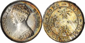 HONG KONG. 10 Cents, 1901. Victoria. PCGS MS-64 Gold Shield.
KM-6.3; Mars-C18. Visually captivating with a partial ring of rainbow-hued tone on the o...