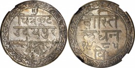 INDIA. Mewar. 1/2 Rupee, VS 1985 (1928). NGC AU-58.
Y-21. Virtually mark free surfaces with soft gray to earthy toning.