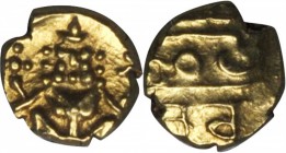 INDIA. Mysore. Woderyar Dynasty. Fanam, ND. Kanthirava Narasaraja I, 12th Maharaja of Mysore (1638-62). NGC MS-63.
Fr-1338. Vishnu seated facing; Rev...