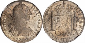 MEXICO. 8 Reales, 1790-Mo FM. Mexico City Mint. Charles IV (1788-1808). NGC AU-50.
KM-107; Cal-type-80#682; FC-76. SCARCE two year transitional bust ...