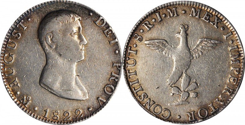 MEXICO. 8 Reales, 1822-Mo JM. Iturbide. PCGS Genuine--Cleaned, VF Details Gold S...