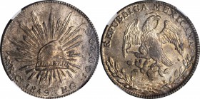 MEXICO. 8 Reales, 1849-Ca RG. Chihuahua Mint. NGC MS-62.
KM-377.2; DP-Ca20. Lustrous with pervasive medium gray to earthy toning and design detail th...