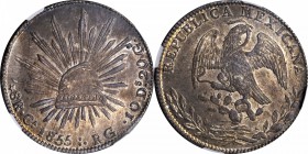 MEXICO. 8 Reales, 1855-Ca RG. Chihuahua Mint. NGC-64.
KM-377.2; DP-Ca26. Showcasing a full, bold strike, good luster, and strong russet to gray tonin...
