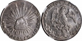 MEXICO. 8 Reales, 1862-Ca JC. Chihuahua Mint. NGC MS-63.
KM-377.2; DP-Ca35. Sharp and lustrous with pervasive gray toning. Tied with one other exampl...