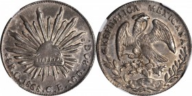 MEXICO. 8 Reales, 1868-C CE. Culiacan Mint. NGC AU-58.
KM-377.3; DP-Cn25. Lustrous in the fields with faintly glossy gray toned surfaces.