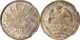 MEXICO. 8 Reales, 1883-Cn AM. Culiacan Mint. NGC MS-64.
KM-377.3; DP-Cn44. Exhibits decent strike and light toning throughout.