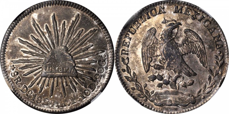 MEXICO. 8 Reales, 1827-Do RL. Durango Mint. NGC AU Details--Spot Removed.
KM-37...