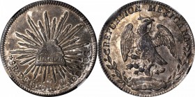 MEXICO. 8 Reales, 1827-Do RL. Durango Mint. NGC AU Details--Spot Removed.
KM-377.4; DP-Do04. Nearly fully detailed with rich tone that disguises seve...