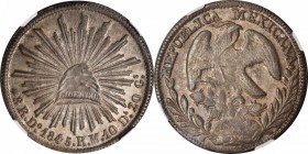 MEXICO. 8 Reales, 1845/35-Do RM. Durango Mint. NGC MS-64.
KM-377.4; DP-Do22. RARE in this state of preservation. Tied for finest graded of the date a...