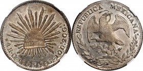 MEXICO. 8 Reales, 1843-Ga JG. Guadalajara Mint. NGC MS-64.
KM-377.6; DP-Ga23. Medal alignment. Issue is considered RARE by authors M. Dunigan and J.B...