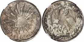 MEXICO. 8 Reales, 1845-Ga JG. Guadalajara Mint. NGC MS-60.
KM-377.6; DP-Ga27. Die style of 1844, a RARE variety in any grade. This piece ranks as thi...