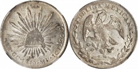 MEXICO. 8 Reales, 1849-GC MP. Guadalupe y Calvo Mint. NGC AU-58.
KM-377.7; DP-GC06. A RARE date and mint. Exhibiting somewhat of a soft strike typica...