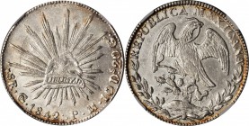 MEXICO. 8 Reales, 1842-Go PM. Guanajuato Mint. NGC MS-61.
KM-377.8; DP-Go25. Exhibits faint die clash on both sides and mostly untoned except for das...