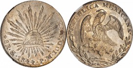 MEXICO. 8 Reales, 1844-Go PM. Guanajuato Mint. NGC MS-63+.
KM-377.8; DP-Go27. The only example at this designation, with just six examples certified ...