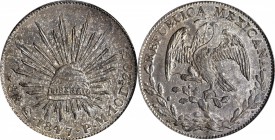 MEXICO. 8 Reales, 1847-Go PM. Guanajuato Mint. PCGS MS-64+ Gold Shield.
KM-377.8; DP-Go30. Well struck, exhibiting strong lead gray toning with speck...