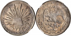 MEXICO. 8 Reales, 1837-Mo ML. Mexico City Mint. NGC MS-62.
KM-377.10; DP-Mo18. Second finest certified of the date on the NGC census with only one fi...