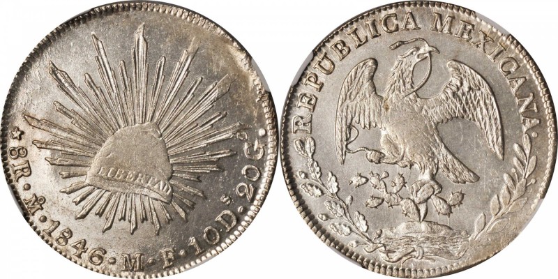MEXICO. 8 Reales, 1846-Mo MF. Mexico City Mint. NGC MS-63.
KM-377.10; DP-Mo30. ...