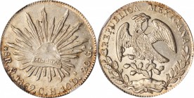 MEXICO. 8 Reales, 1869-Mo CH. Mexico City Mint. NGC MS-63.
KM-377.10; DP-Mo56. Tied with seven other examples at this numeric grade, with just eight ...