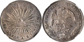 MEXICO. 8 Reales, 1873-Oa AE. Oaxaca Mint. NGC AU-58.
KM-377.11; DP-Oa18. A RARE date in any grade from a highly popular and sought after mint. Coin ...