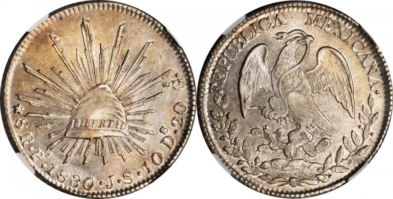 MEXICO. 8 Reales, 1830-Pi JS. San Luis Potosi Mint. NGC MS-61.
KM-377.12; DP-Pi...