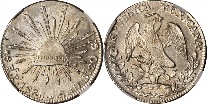 MEXICO. 8 Reales, 1836-Pi JS. San Luis Potosi Mint. NGC MS-64.
KM-377.12; DP-Pi...