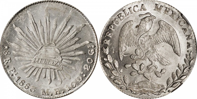 MEXICO. 8 Reales, 1883-Pi MH. San Luis Potosi Mint. NGC MS-64.
KM-377.12; DP-Pi...