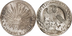 MEXICO. 8 Reales, 1884-Pi MH. San Luis Potosi Mint. NGC MS-63+.
KM-377.12; DP-Pi73. Boasts tremendous blast white luster. Tied with three other examp...