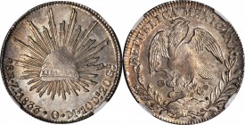 MEXICO. 8 Reales, 1833-Zs OM. Zacatecas Mint. NGC MS-63.
KM-377.13; DP-Zs13. Tied for second finest certified of the date with three other examples a...